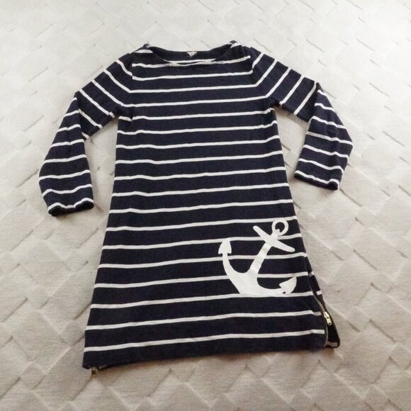J.Crew Anchor Navy White Stripe Maritime Side Zip Dress Womens Extra Small - Picture 1 of 13